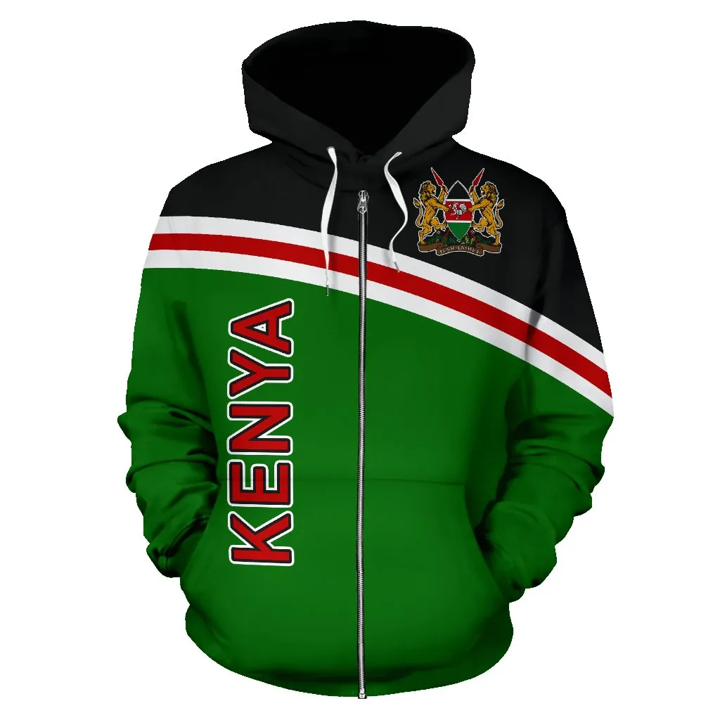 Kenya All Over Zip-Up Hoodie - Curve Version - Bn04