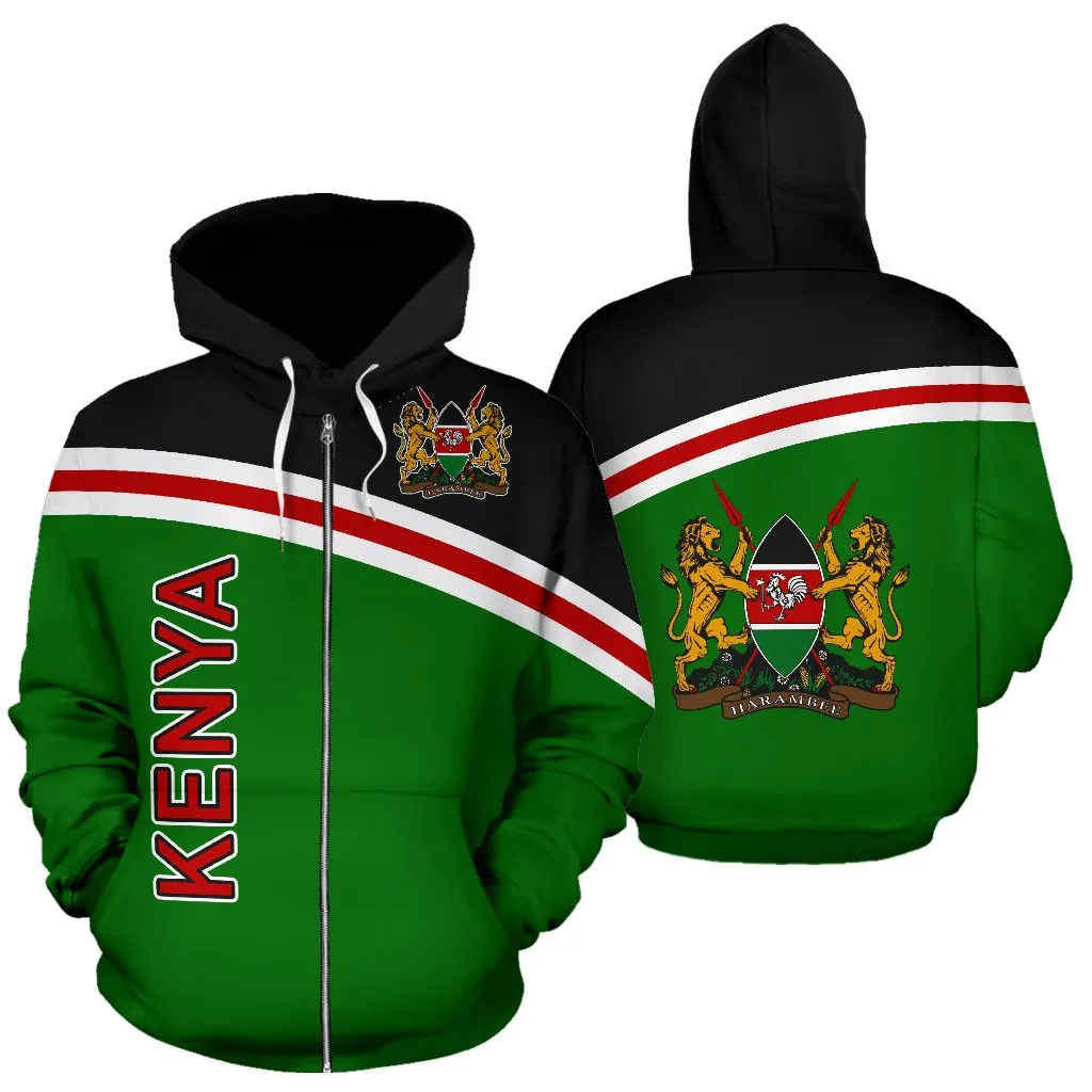 Kenya All Over Zip-Up Hoodie - Curve Version - Bn04