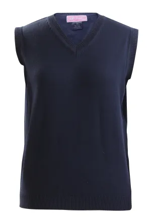 Ladies Navy Knit V-neck Vest