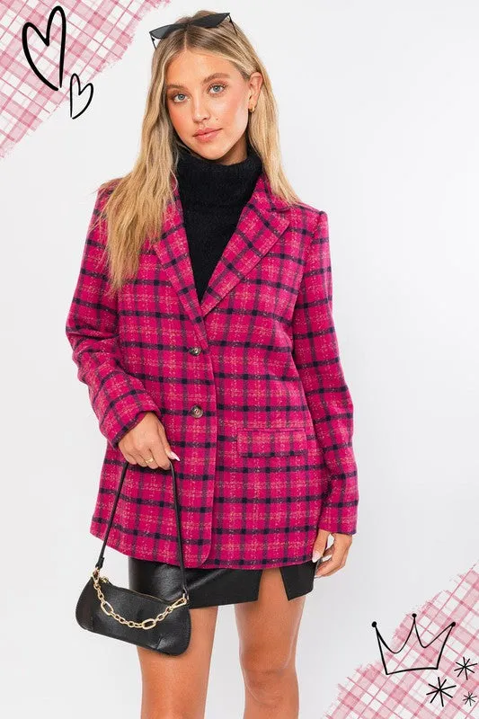 LE LIS Pink Single Button Blazer Coat