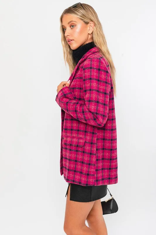 LE LIS Pink Single Button Blazer Coat