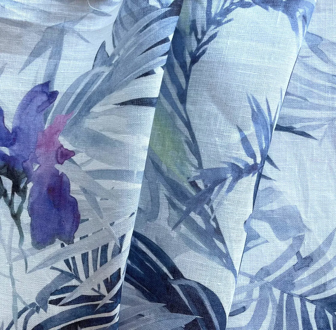 Light-Weight Bearded Irises on White Linen (Made in Poland)