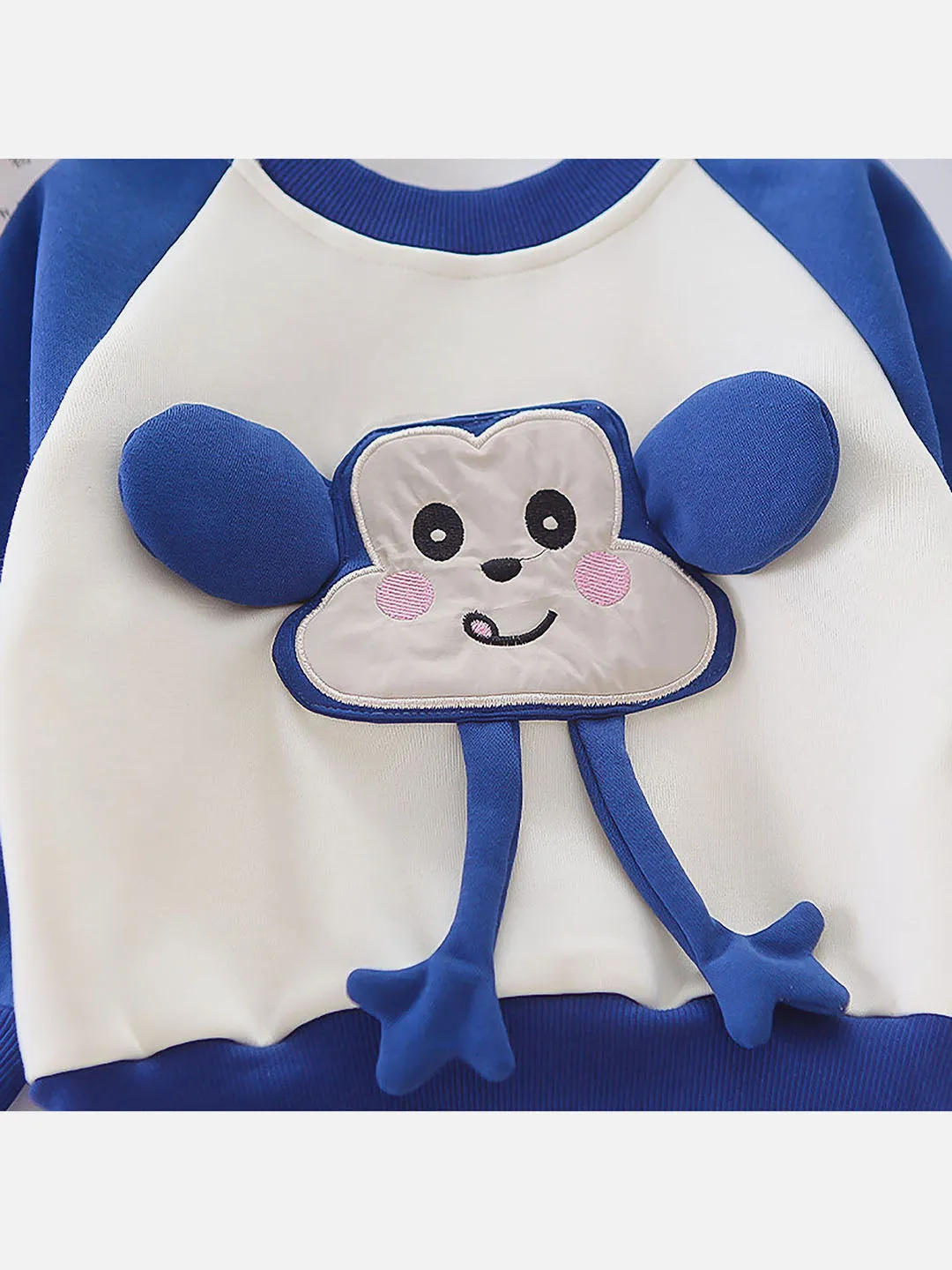 Little Surprise Box Blue 3D Monkey Face 2Pcs Track Suit Set For Winter And All Season Wear