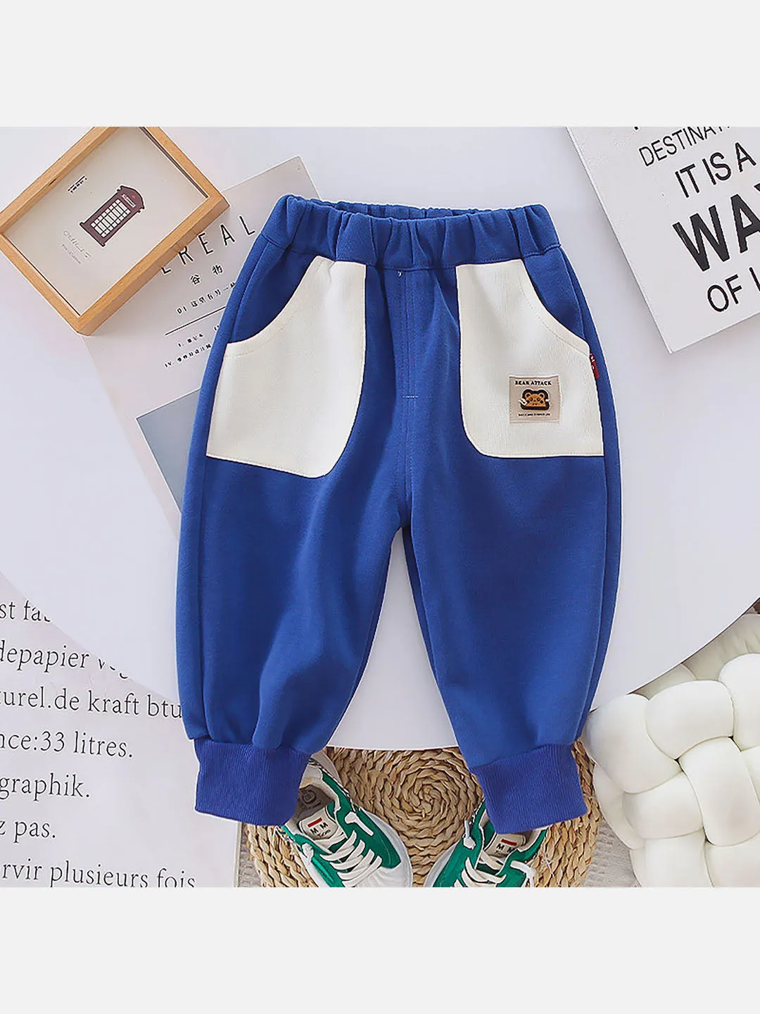 Little Surprise Box Blue 3D Monkey Face 2Pcs Track Suit Set For Winter And All Season Wear