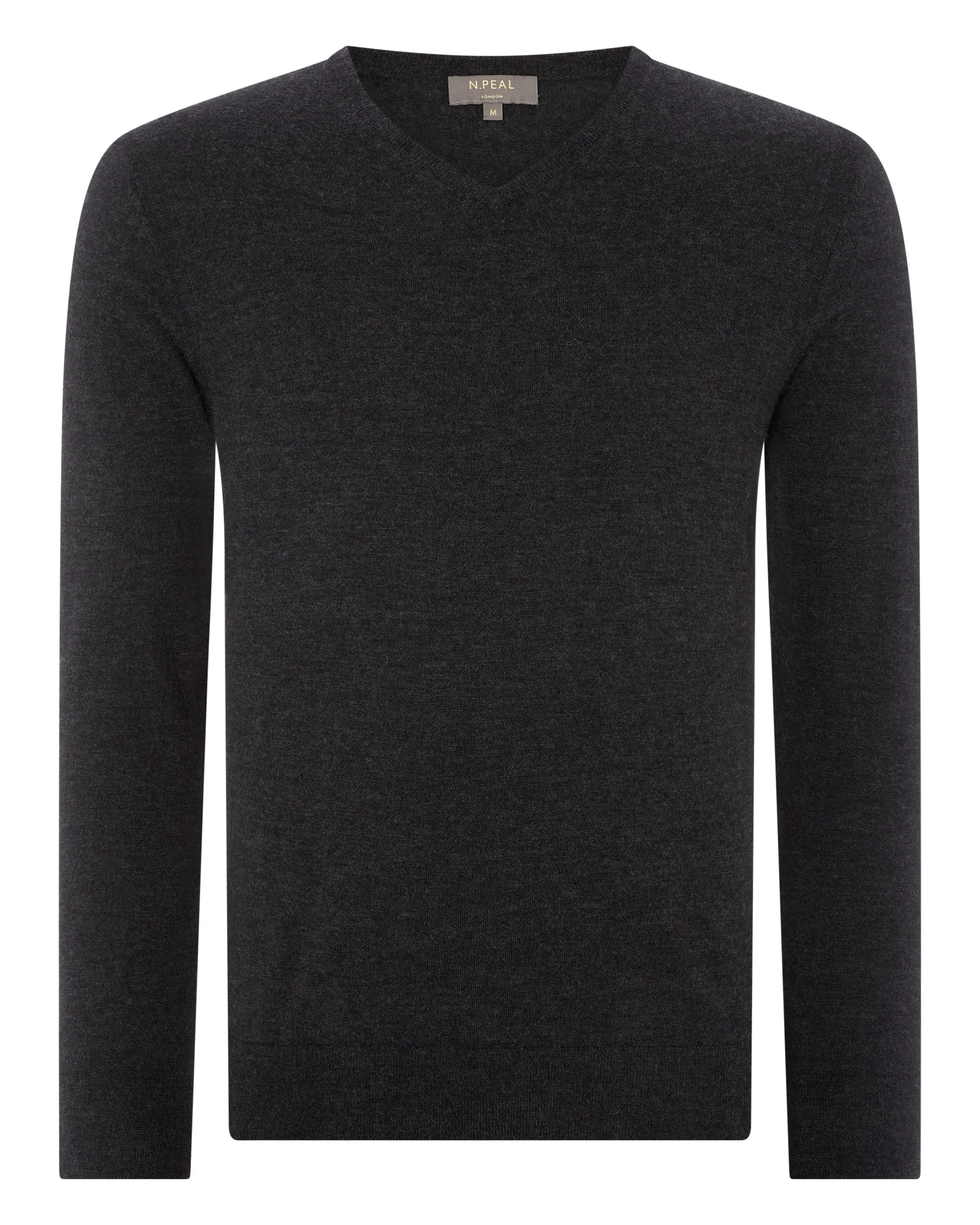 Men's Conduit Fine Gauge Cashmere V Neck Sweater Dark Charcoal Grey