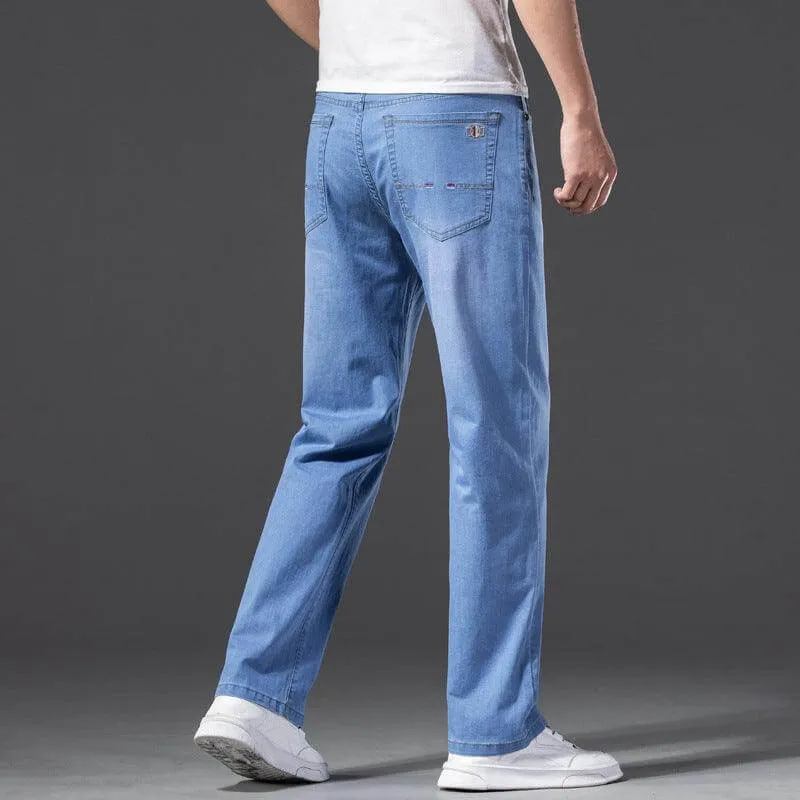 Men's Stretchable Loose-Fit Jeans with Slimming Design