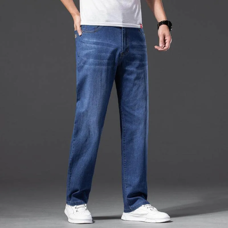 Men's Stretchable Loose-Fit Jeans with Slimming Design