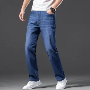 Men's Stretchable Loose-Fit Jeans with Slimming Design