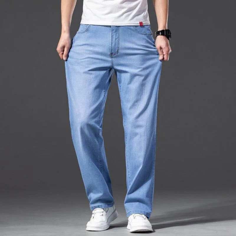 Men's Stretchable Loose-Fit Jeans with Slimming Design