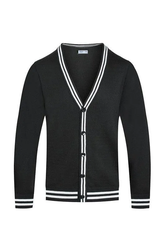 Mens Two Stripe Cardigan Sweaters