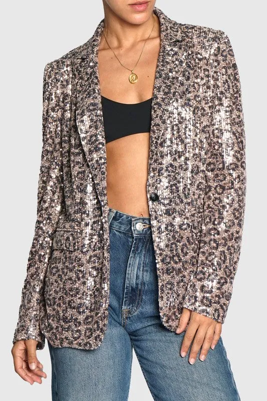 NEW!! "Life of the Party" Leopard Sequin Blazer