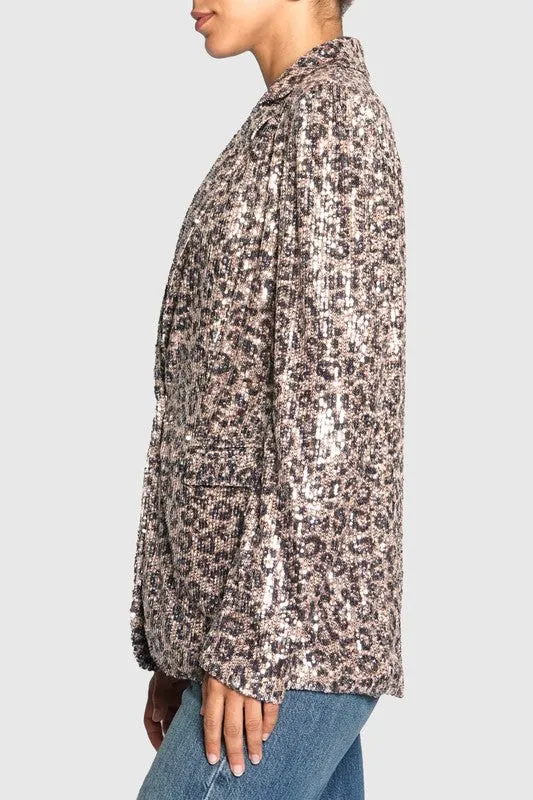 NEW!! "Life of the Party" Leopard Sequin Blazer