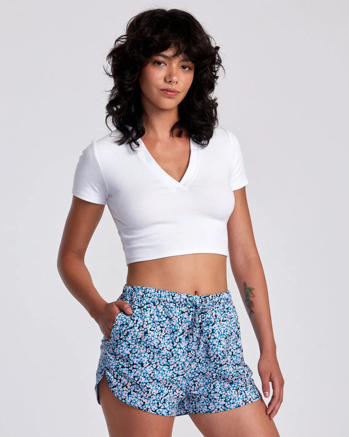 New Yume Printed Casual Shorts - Black Floral