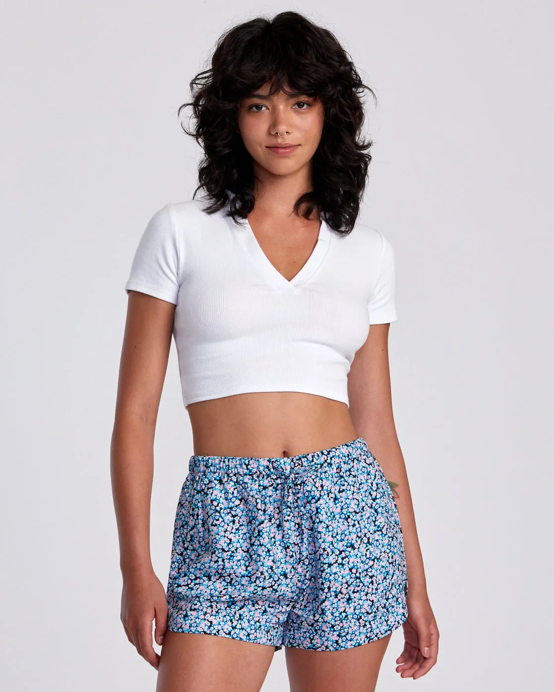 New Yume Printed Casual Shorts - Black Floral