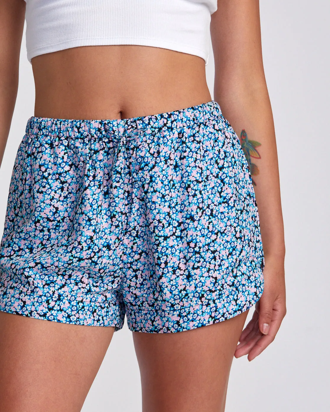 New Yume Printed Casual Shorts - Black Floral