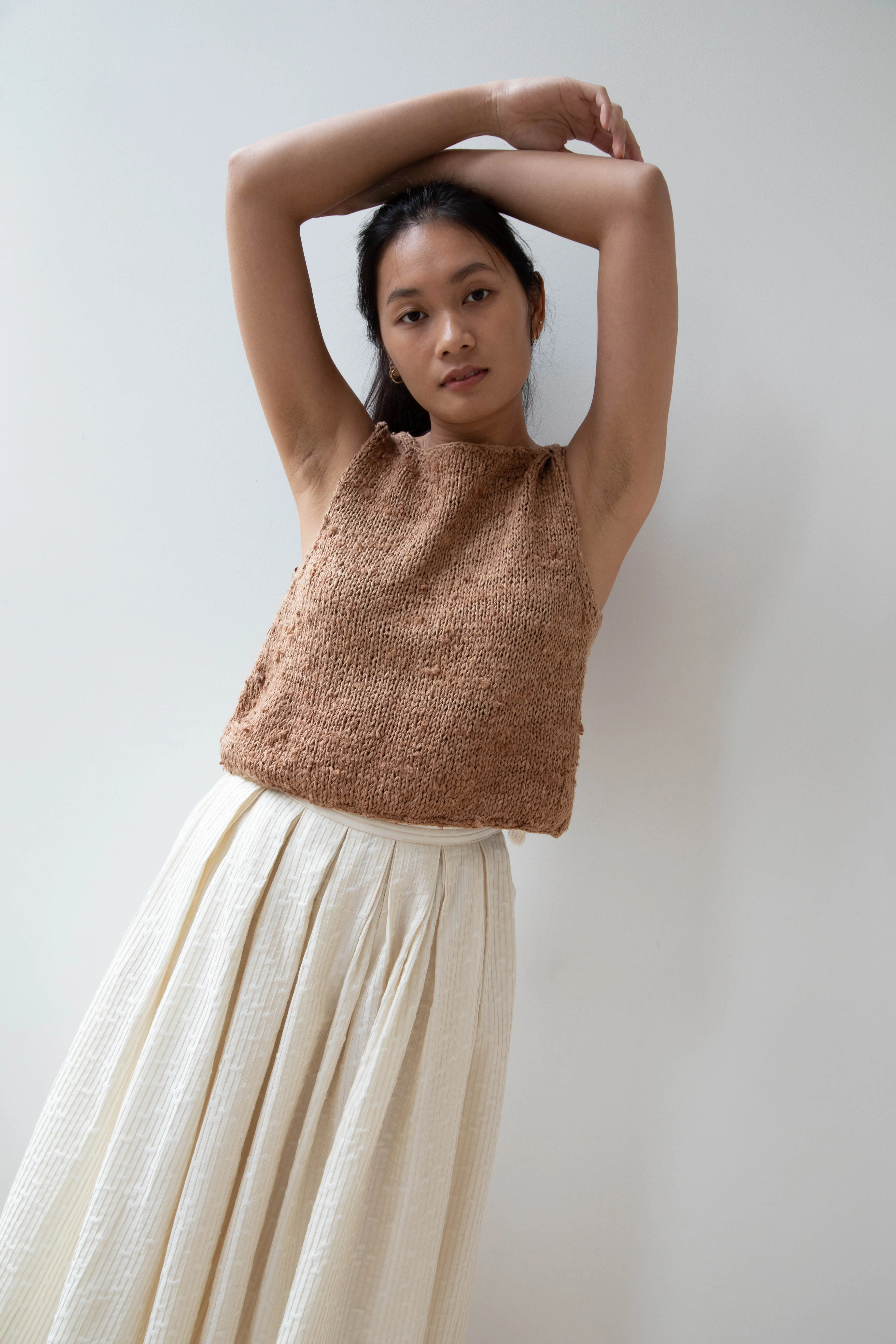 Nitto | Hand Knit Guache Vest in Caramel Silk