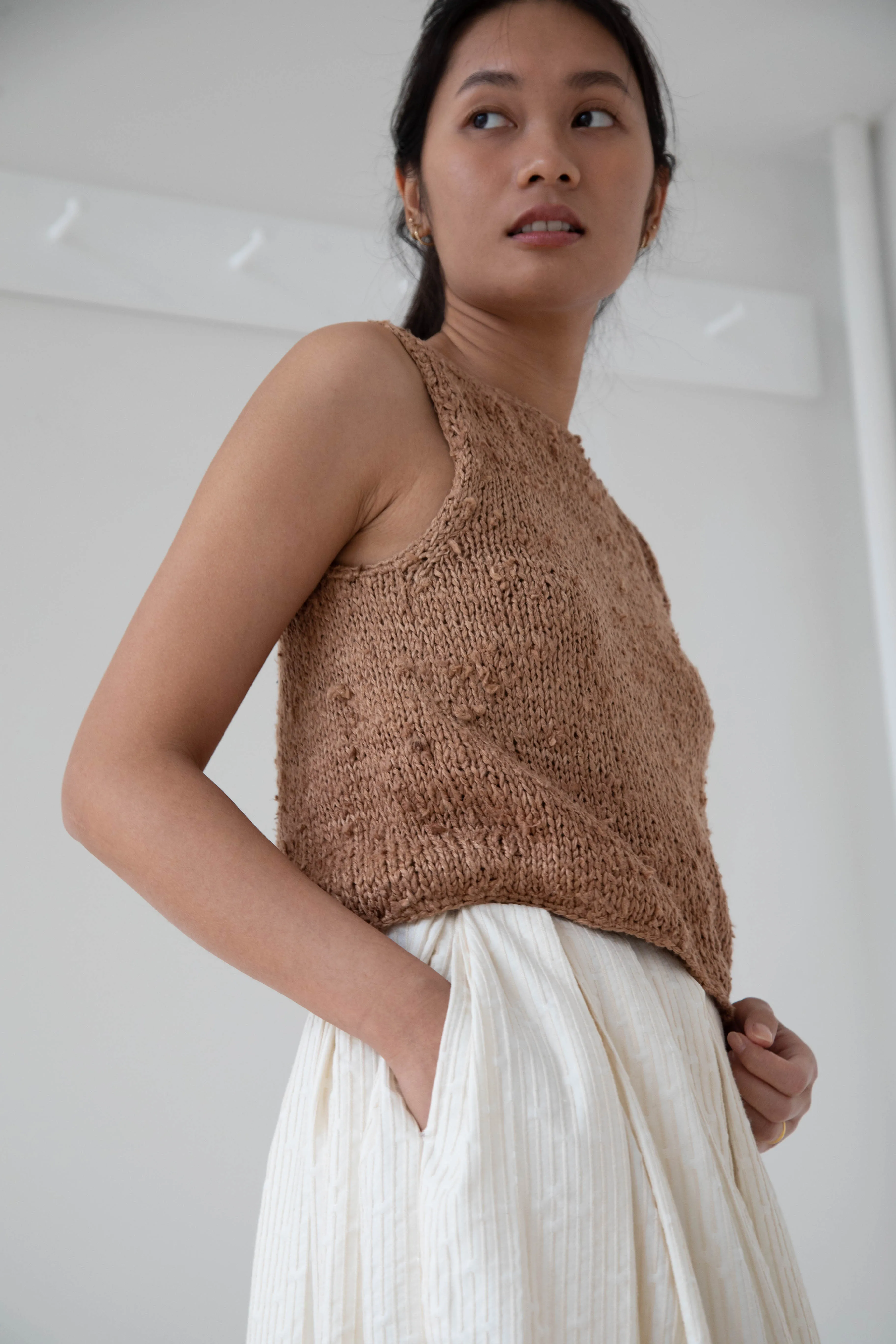 Nitto | Hand Knit Guache Vest in Caramel Silk