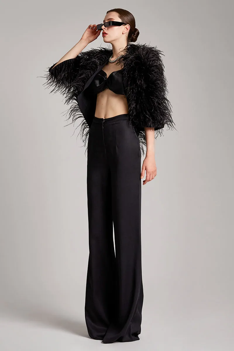 Ostrich Feather Bolero in Black