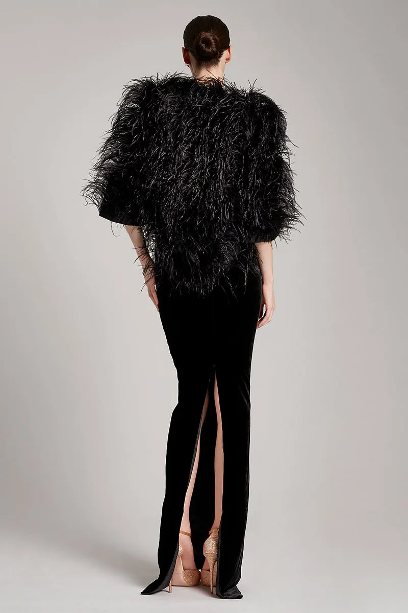 Ostrich Feather Bolero in Black