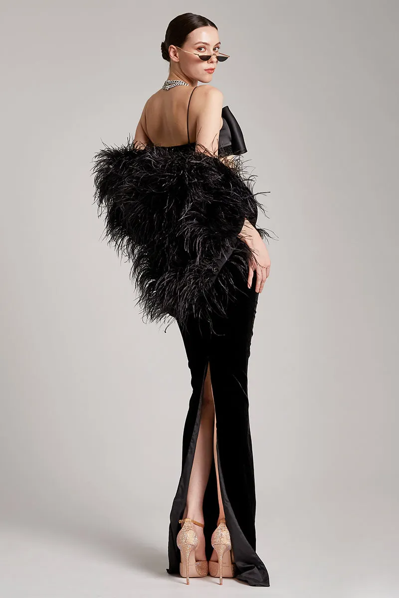 Ostrich Feather Bolero in Black