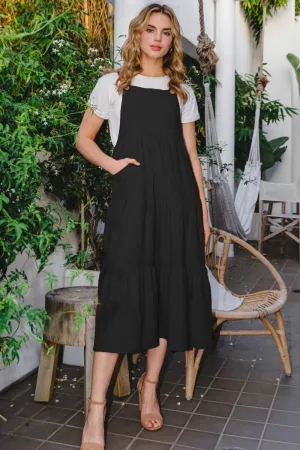 Overall Tiered Midi Dress