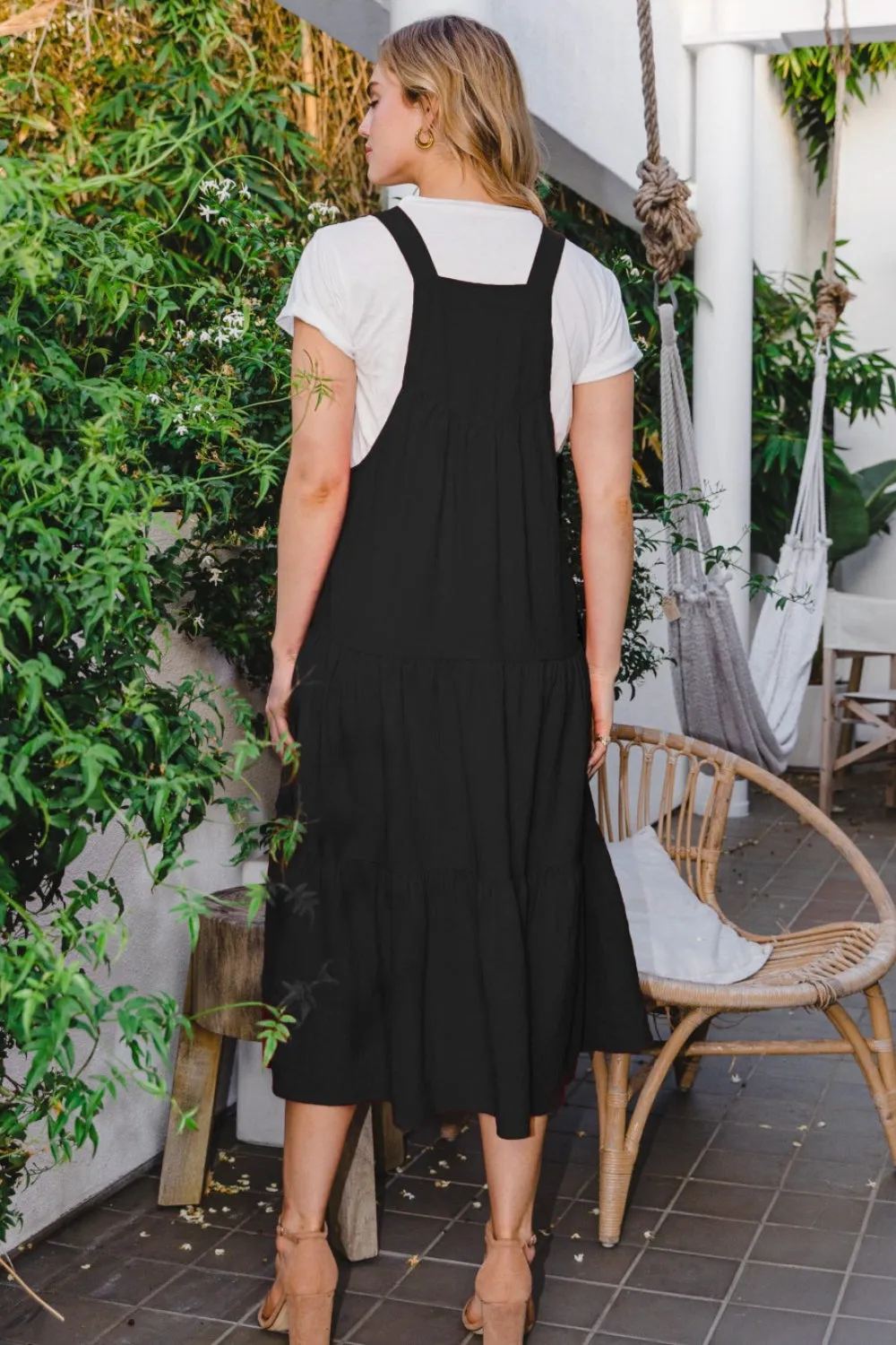 Overall Tiered Midi Dress