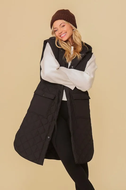 Oversized Quilted Midi Jacket