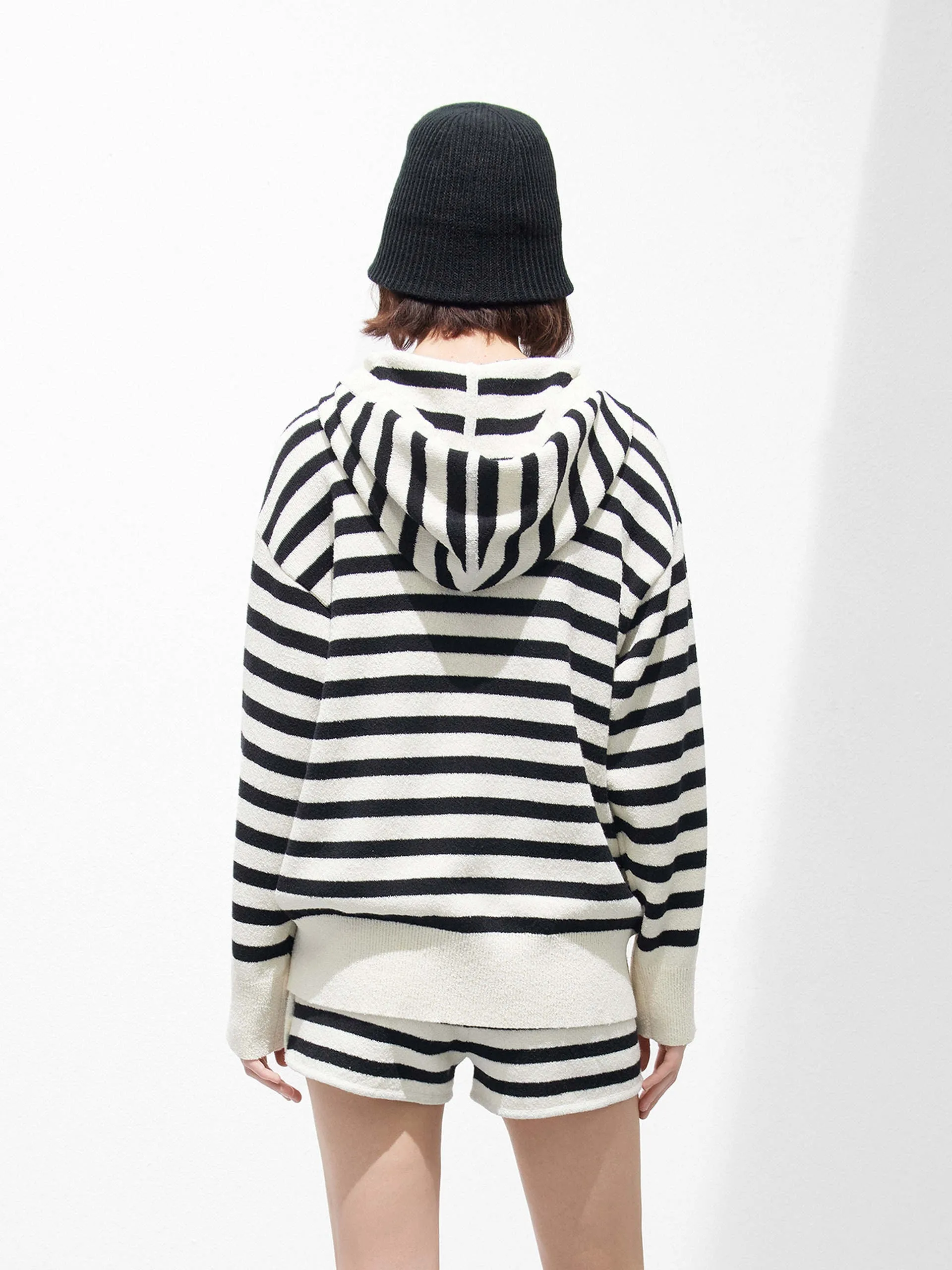 Oversized Striped Jacket with Hooded