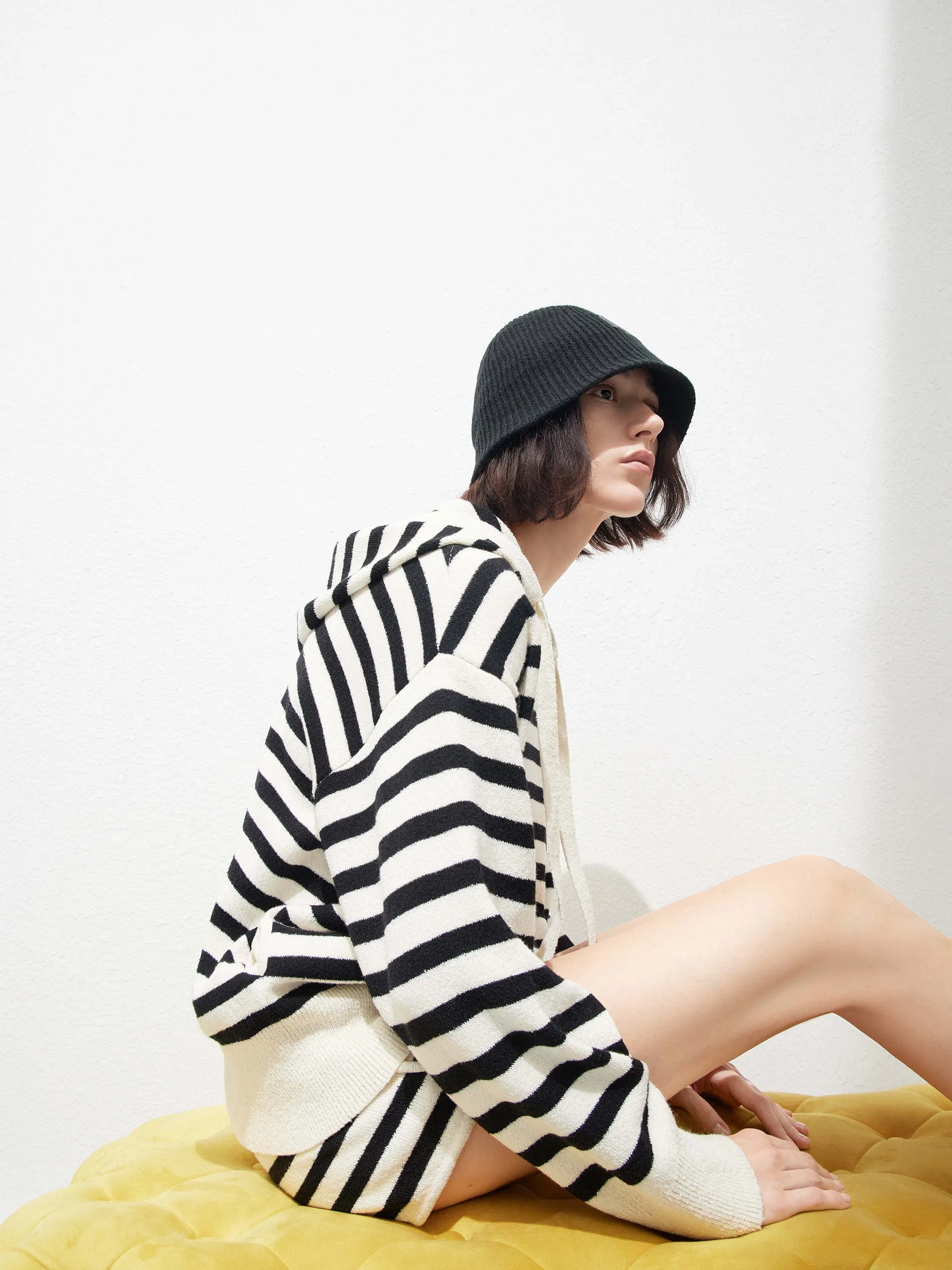 Oversized Striped Jacket with Hooded