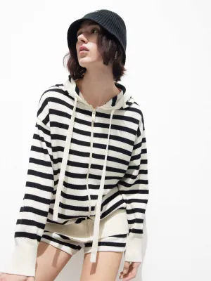 Oversized Striped Jacket with Hooded