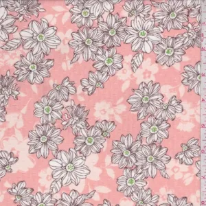 Peach Daisy Chiffon Fabric