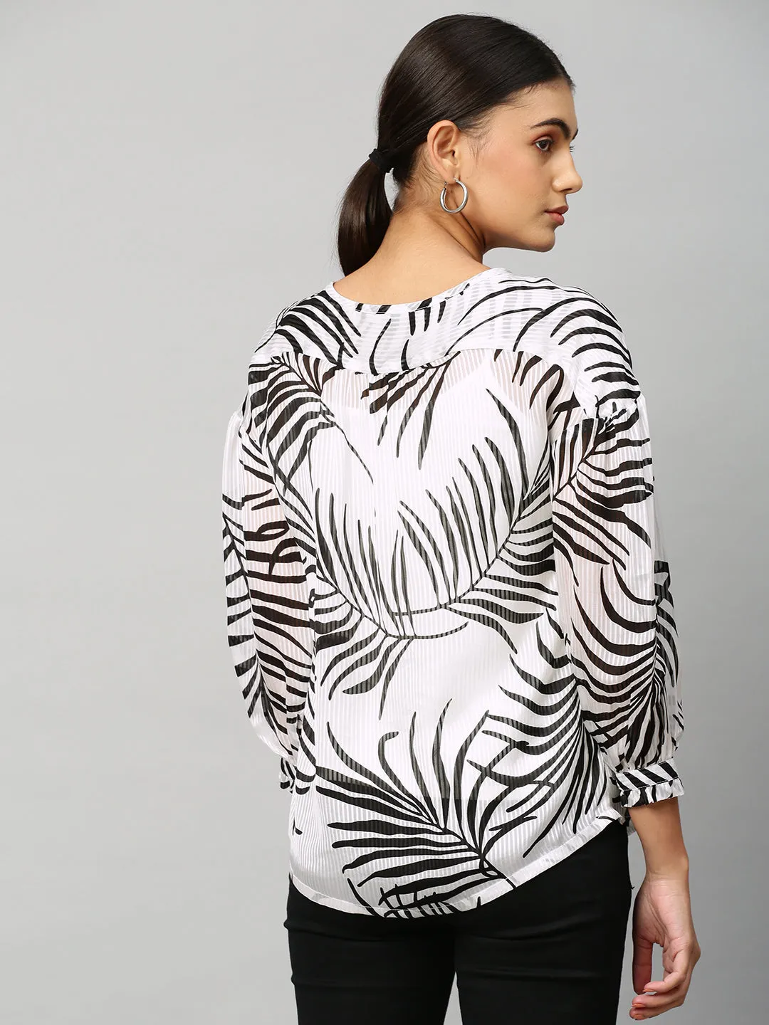 Printed Viscose Dobby Drop Shoulder Top