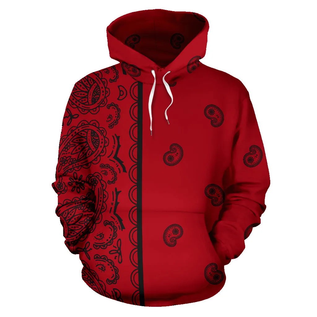 Red and Black Bandana Pullover Hoodie