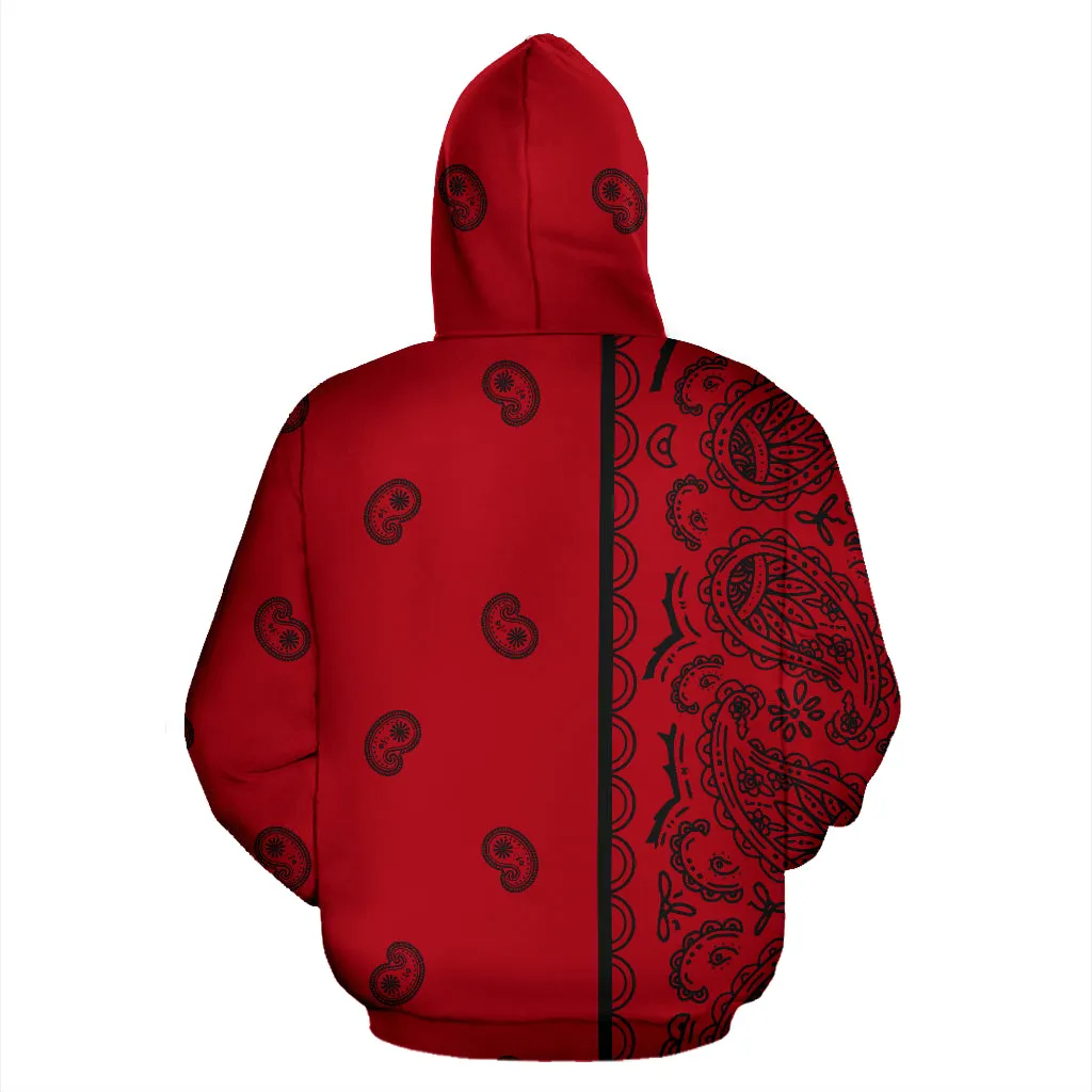 Red and Black Bandana Pullover Hoodie