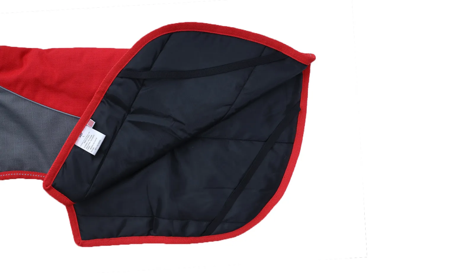 Red  Dark Grey Himalaya Dog Coat with 200 GSM Padding - Flat