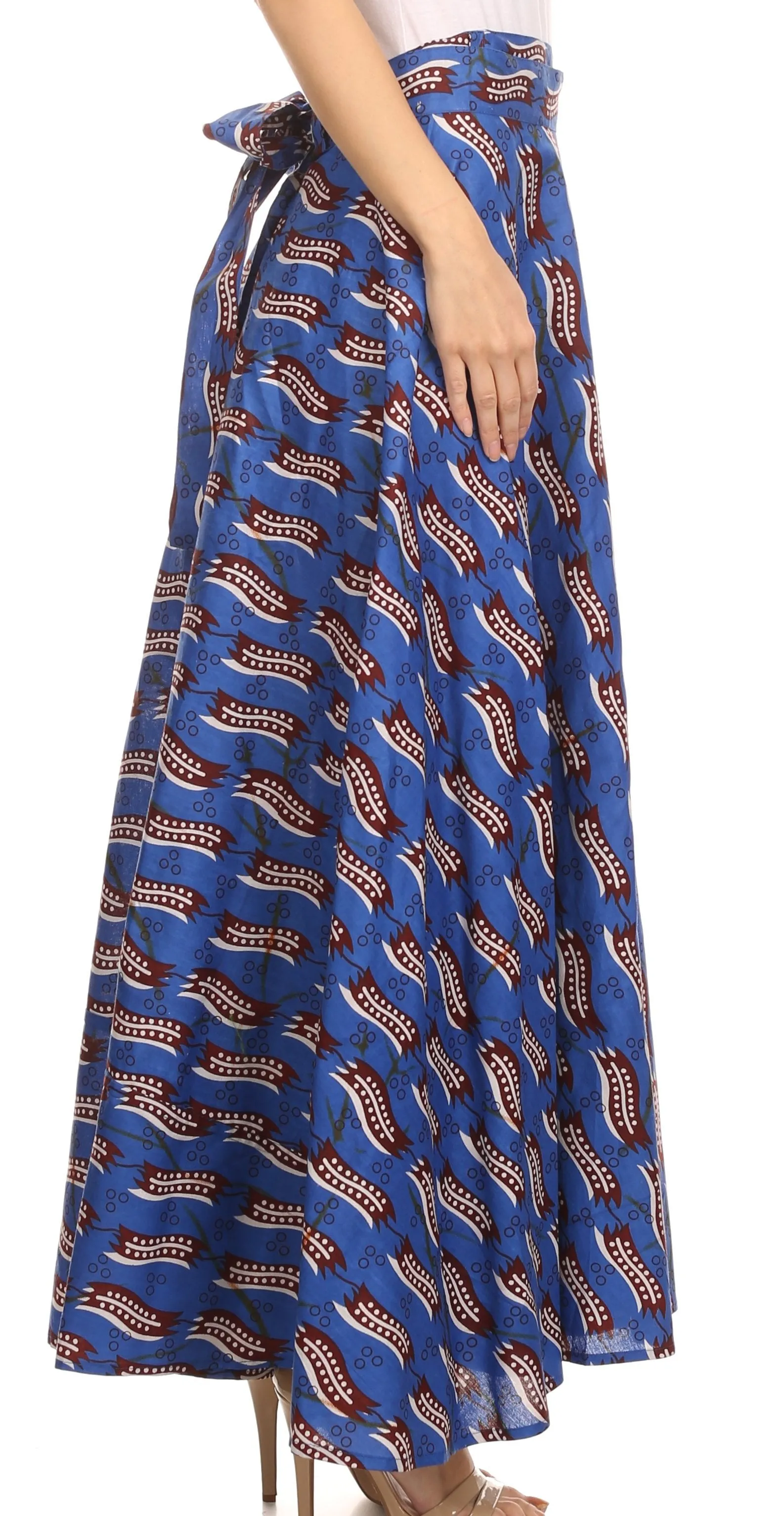 Sakkas Garan Long Opaque Fully Adjustable Printed Skirt Wrap Around Without Slit