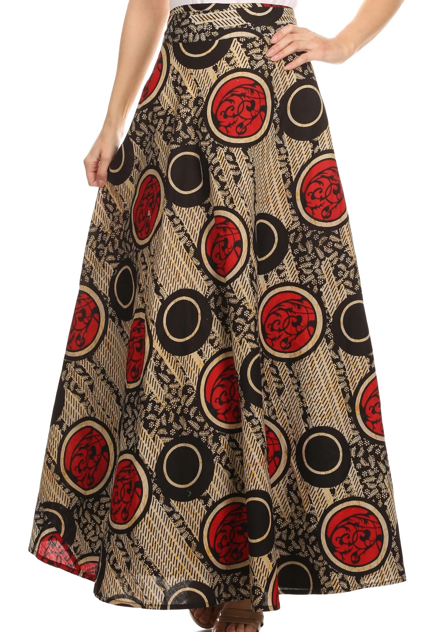 Sakkas Garan Long Opaque Fully Adjustable Printed Skirt Wrap Around Without Slit