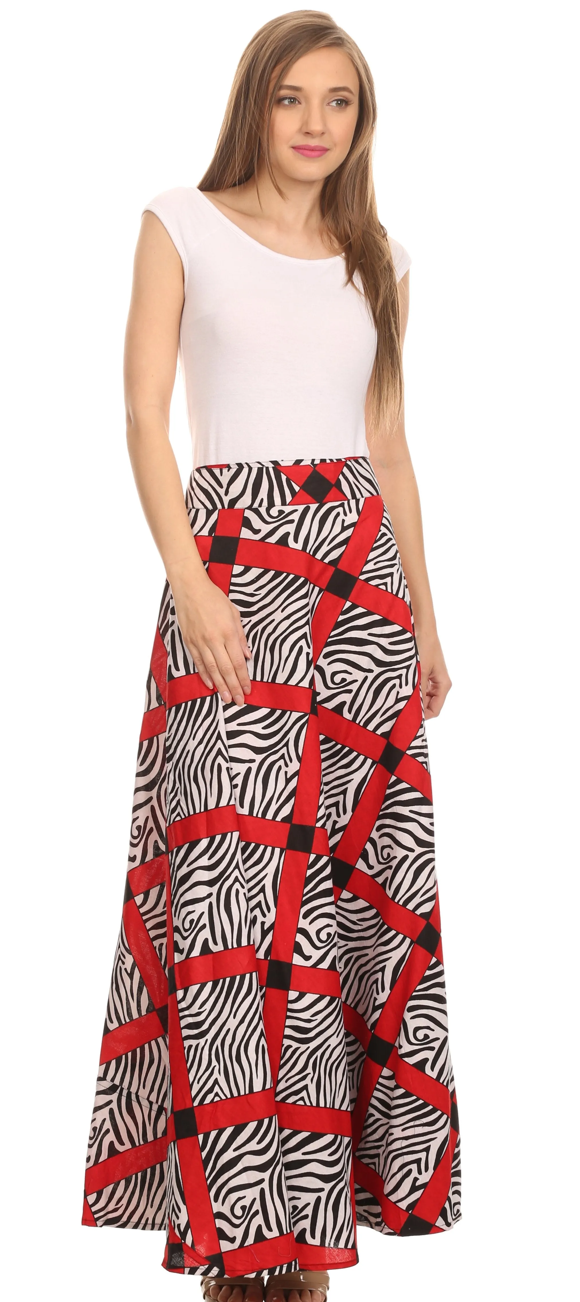 Sakkas Garan Long Opaque Fully Adjustable Printed Skirt Wrap Around Without Slit