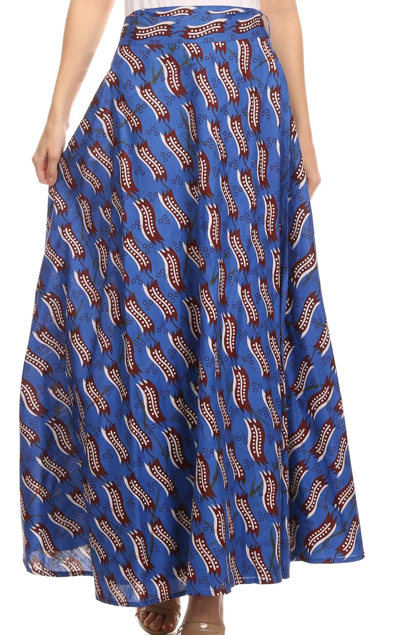 Sakkas Garan Long Opaque Fully Adjustable Printed Skirt Wrap Around Without Slit