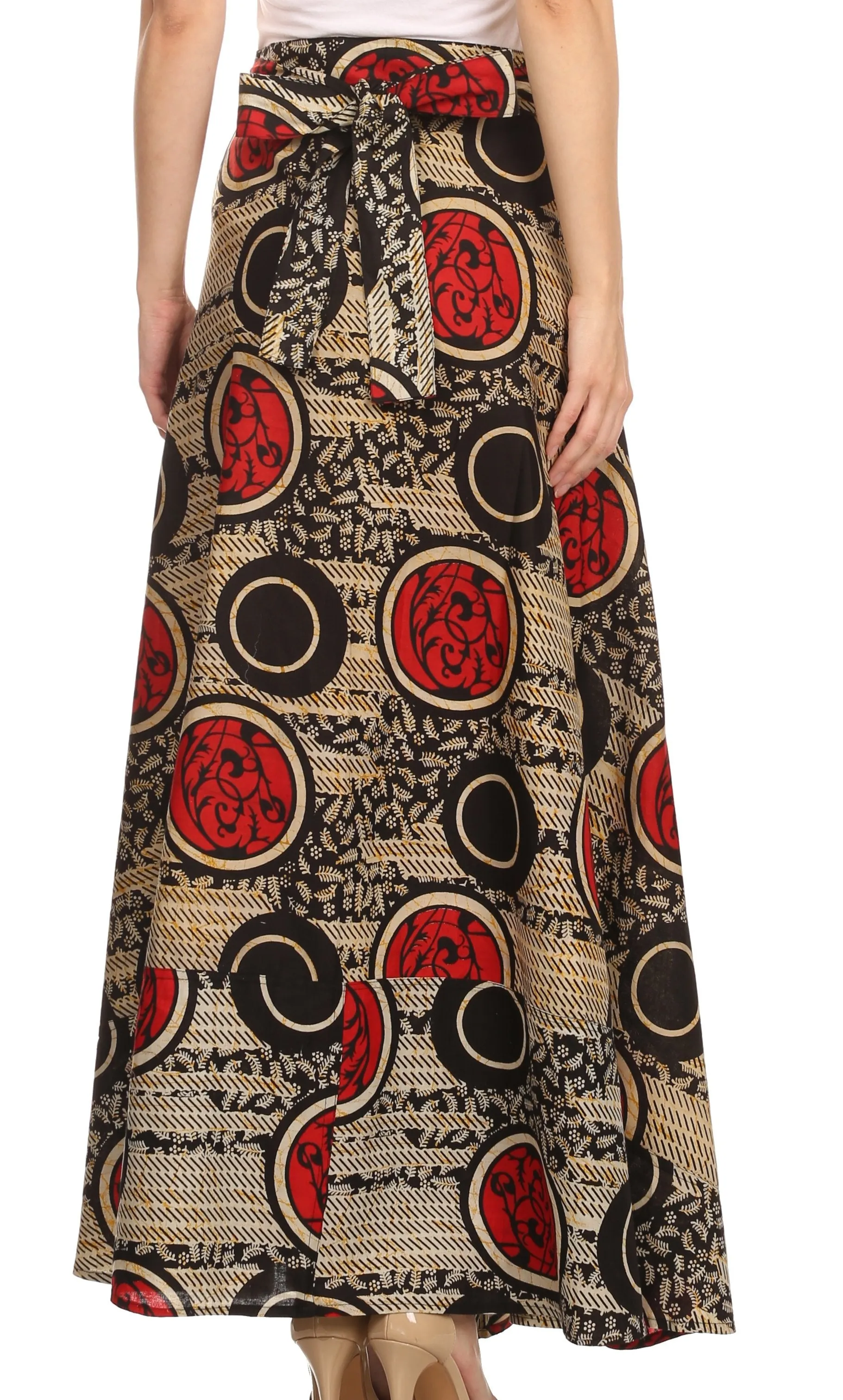 Sakkas Garan Long Opaque Fully Adjustable Printed Skirt Wrap Around Without Slit