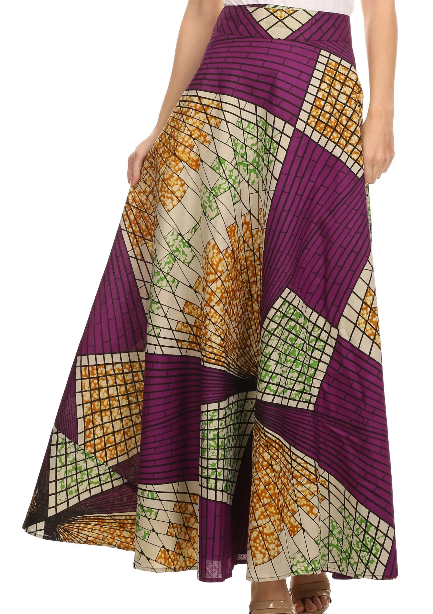 Sakkas Garan Long Opaque Fully Adjustable Printed Skirt Wrap Around Without Slit