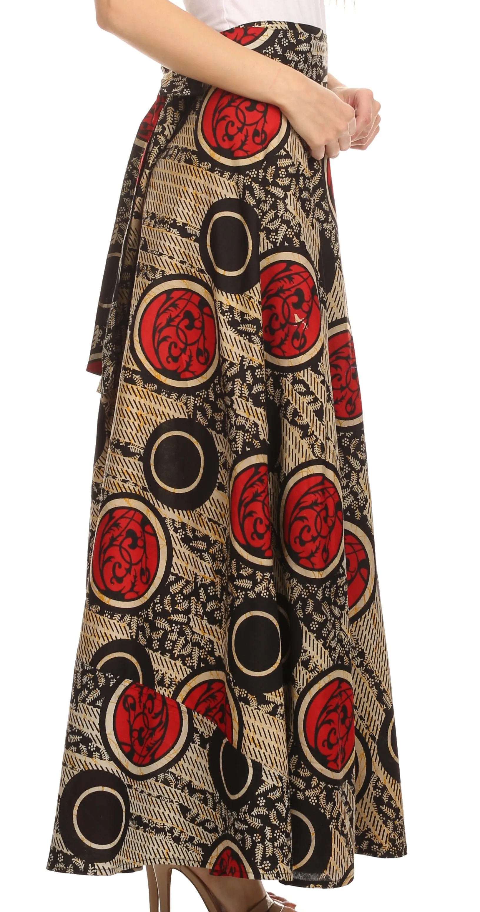 Sakkas Garan Long Opaque Fully Adjustable Printed Skirt Wrap Around Without Slit