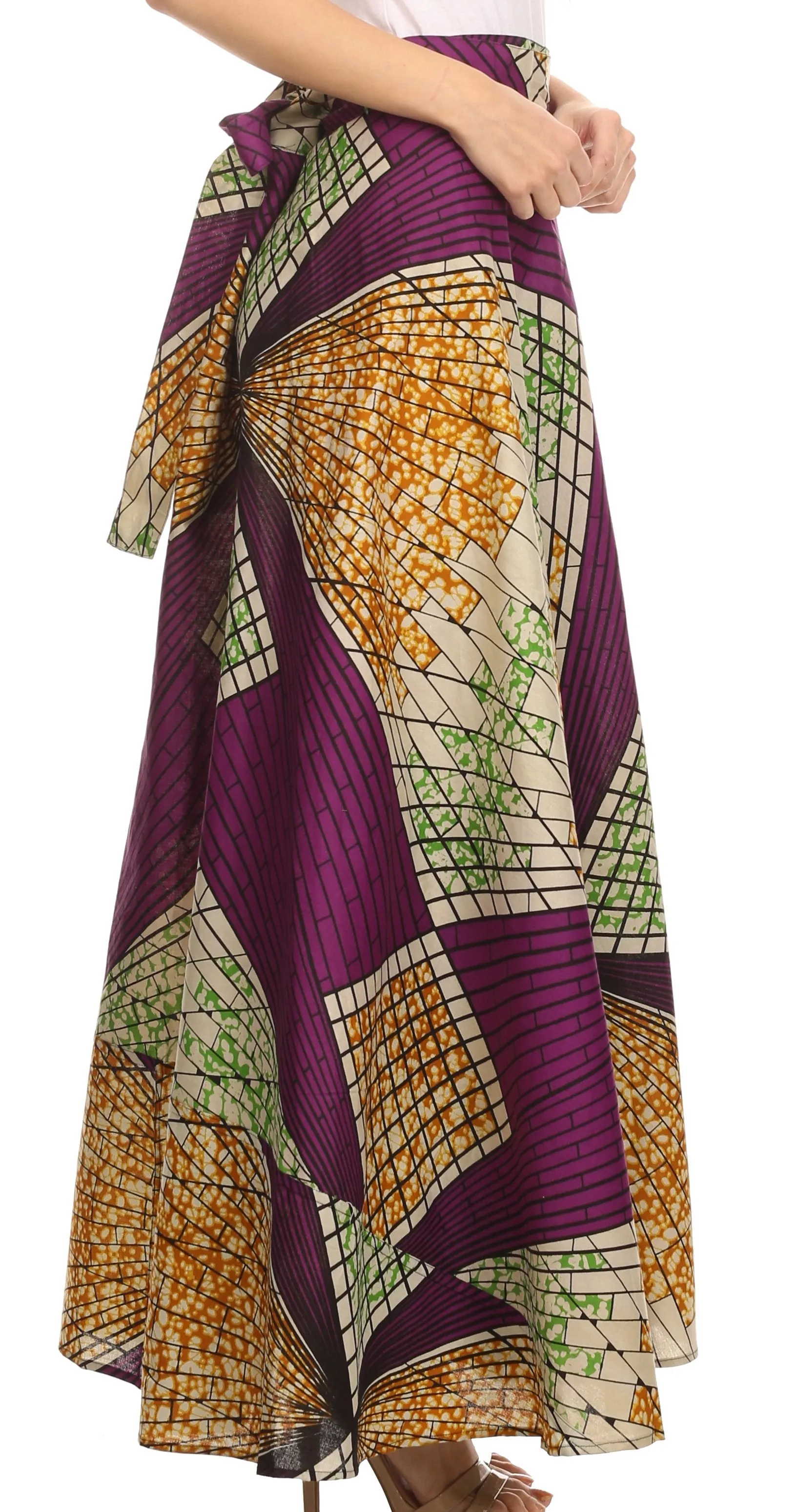 Sakkas Garan Long Opaque Fully Adjustable Printed Skirt Wrap Around Without Slit