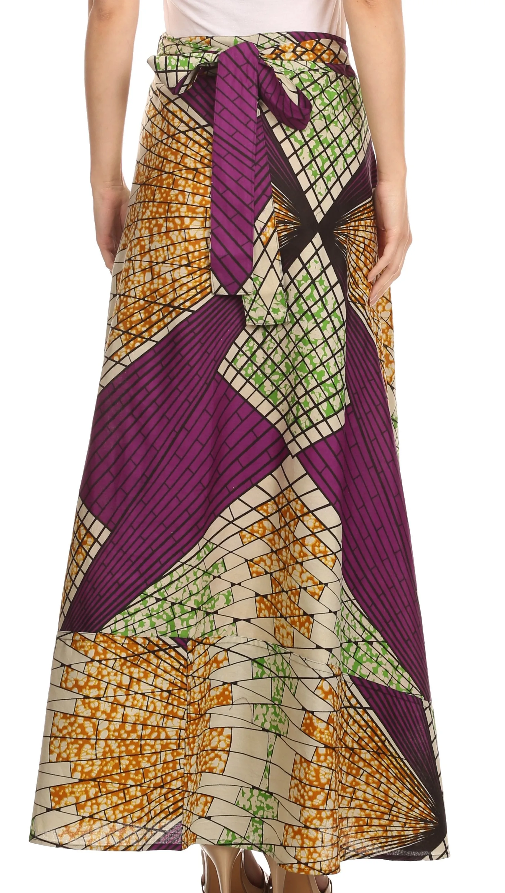 Sakkas Garan Long Opaque Fully Adjustable Printed Skirt Wrap Around Without Slit