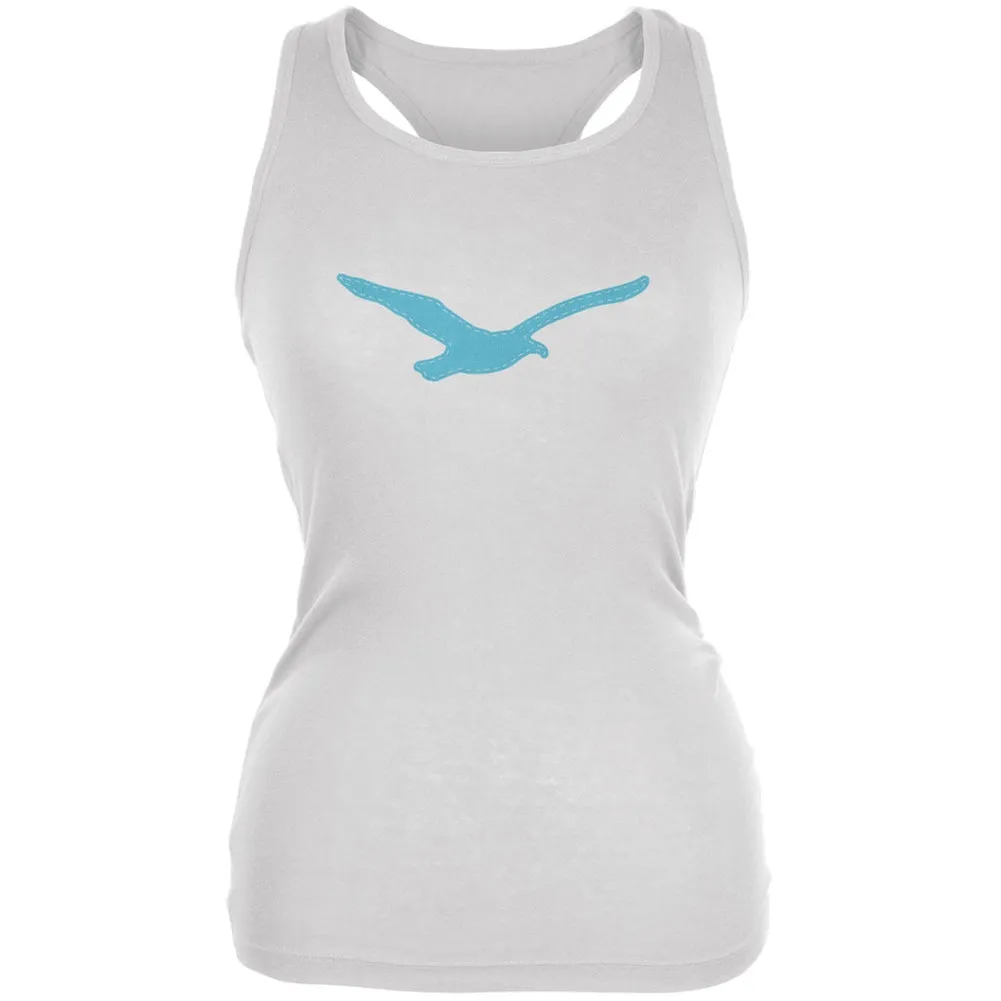 Seagull Faux Stitched White Juniors Soft Tank Top