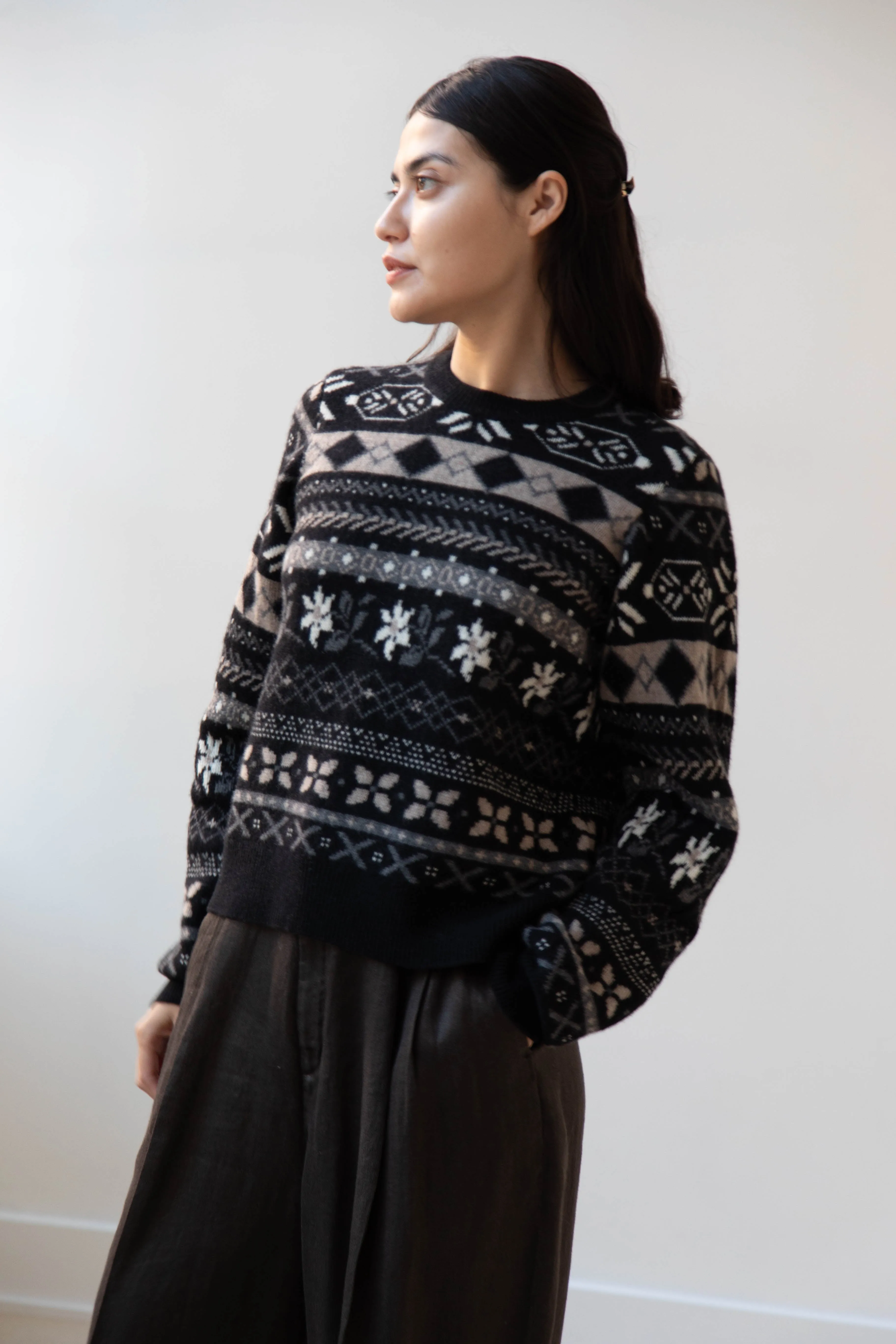 Skall | Ellinor Sweater in Black & Grey Jacquard