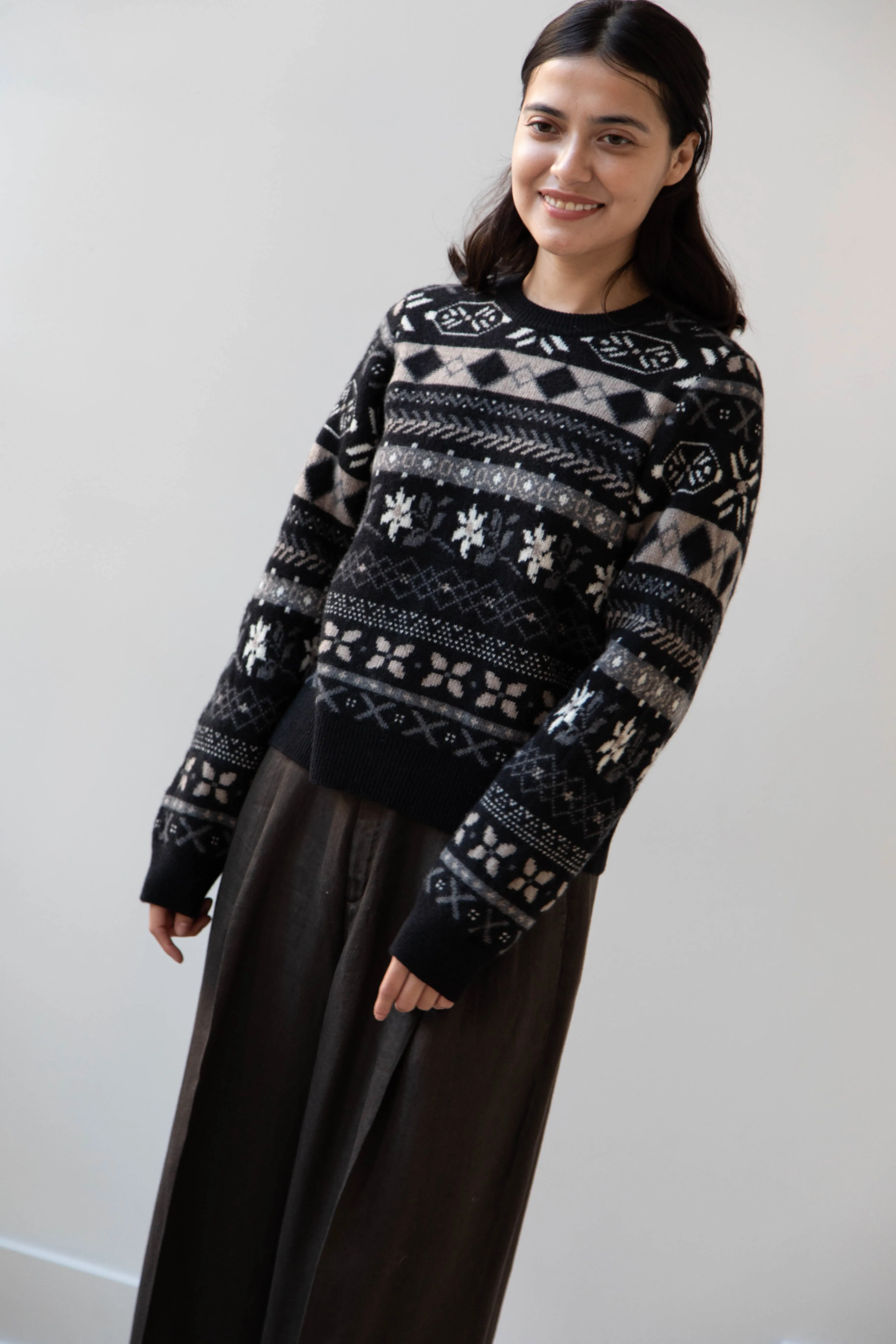 Skall | Ellinor Sweater in Black & Grey Jacquard