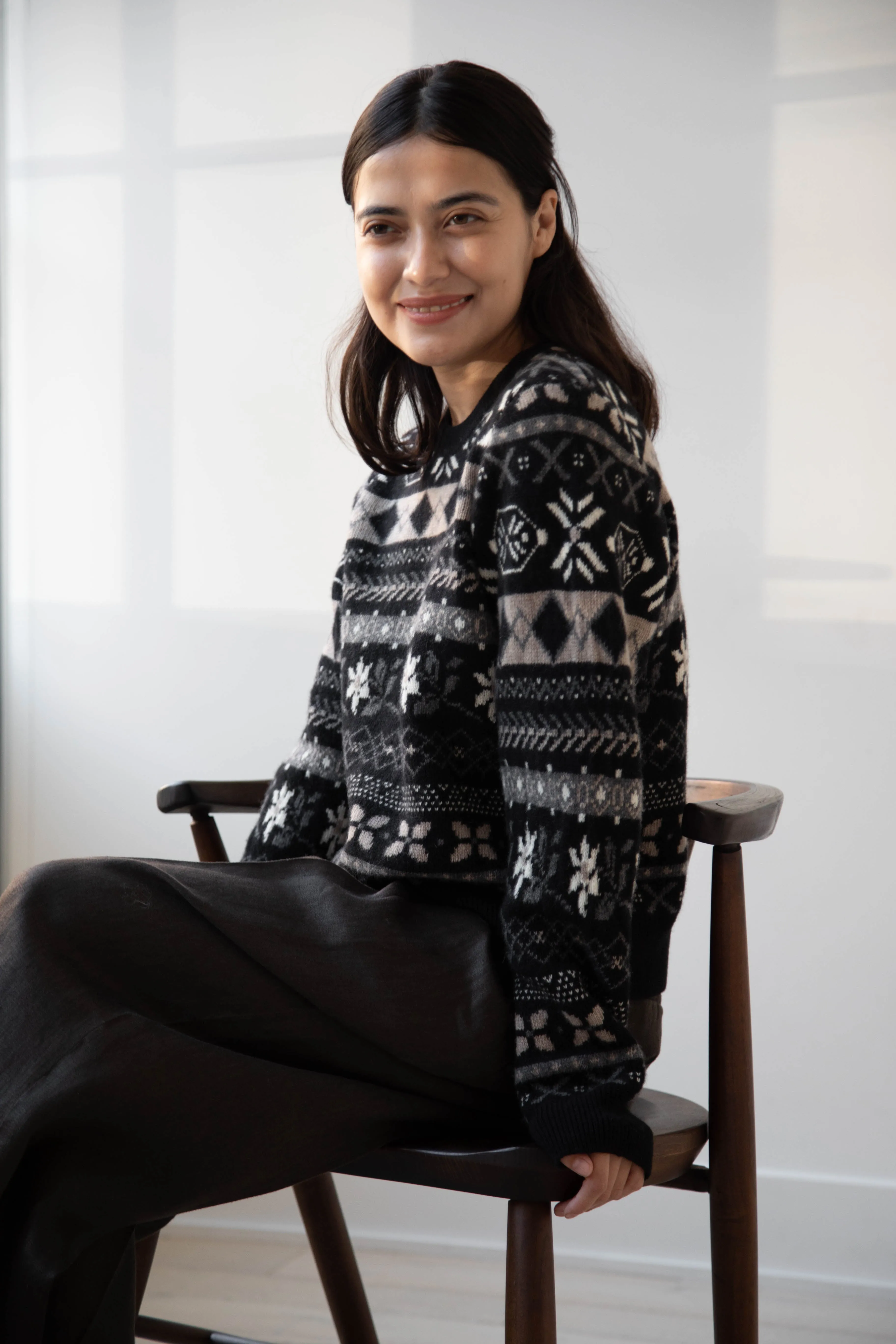 Skall | Ellinor Sweater in Black & Grey Jacquard