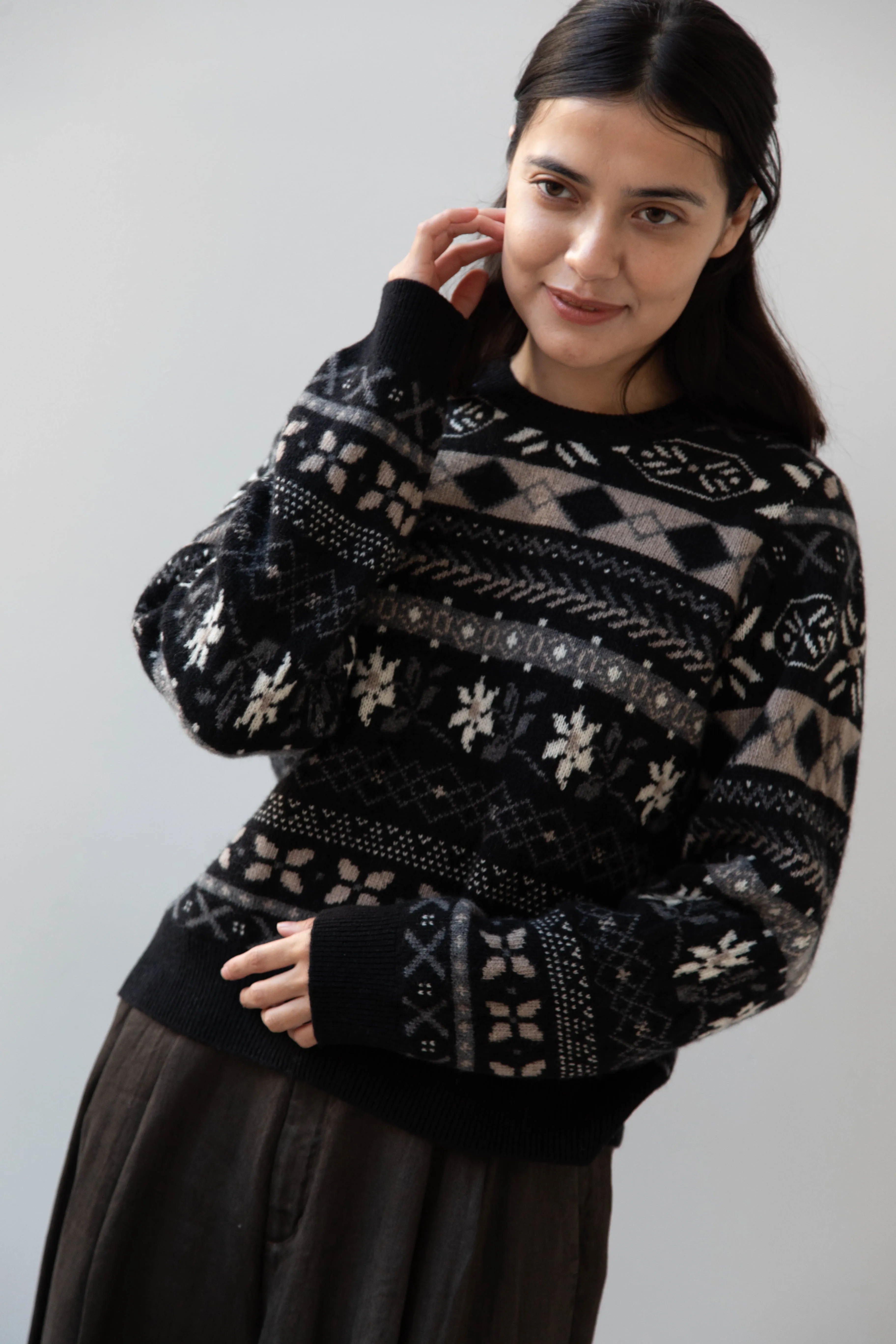 Skall | Ellinor Sweater in Black & Grey Jacquard