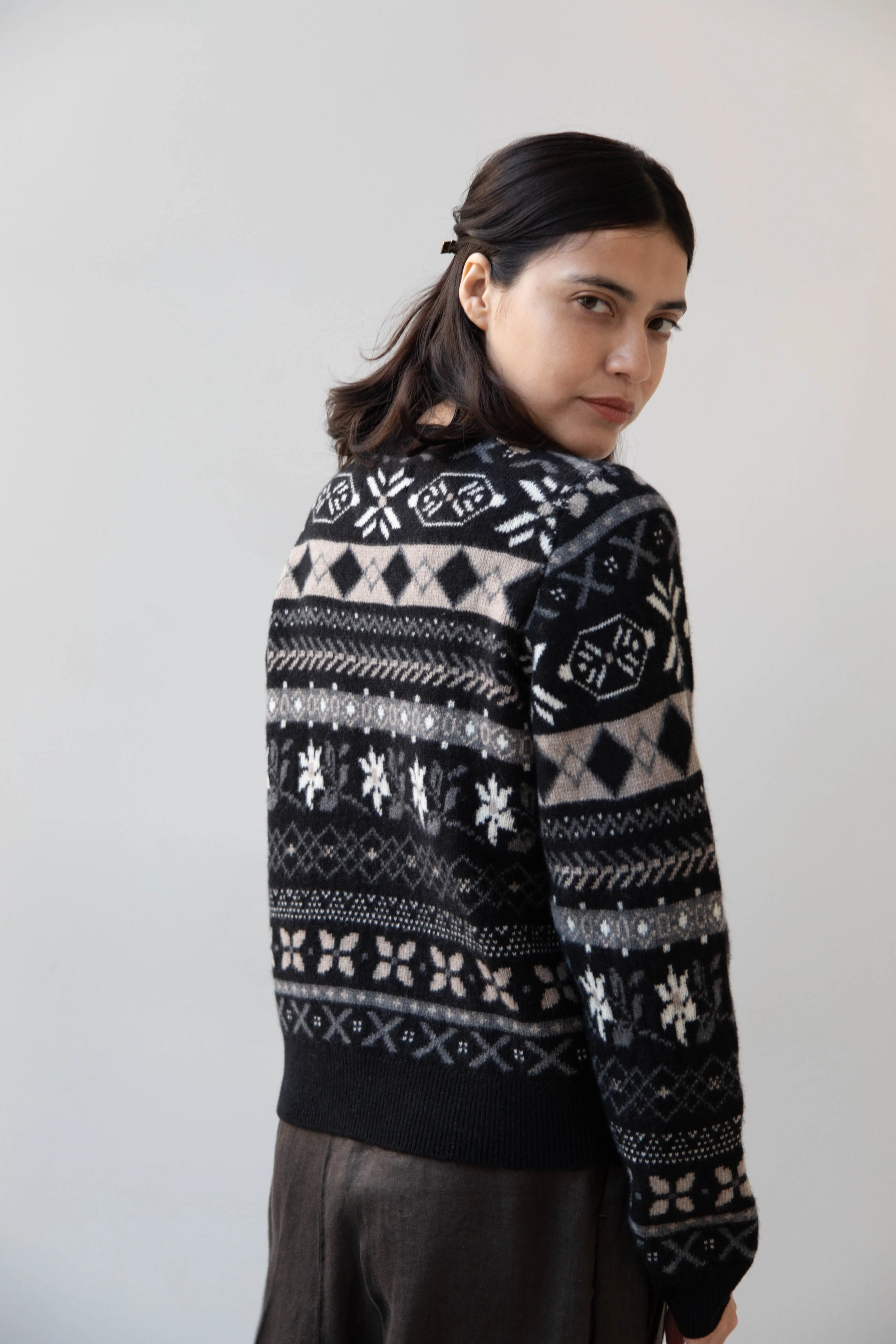 Skall | Ellinor Sweater in Black & Grey Jacquard